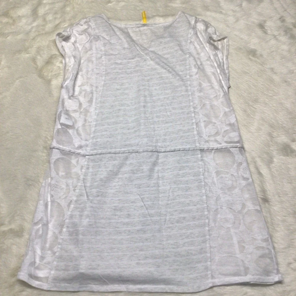 NWOT Lole Womens Swim Cover-Up‎ Dress Med white Stripes Geometric Sheer Sides